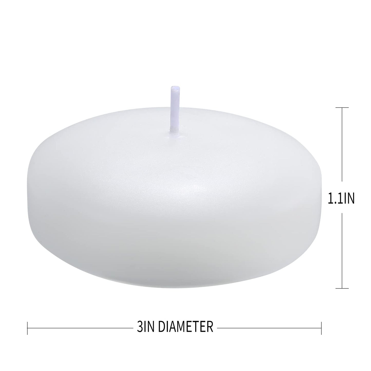 KNOURT 36 Pack Floating Candles, 3” White Unscented Dripless Wax Burning Candles, for Weddings, Party, Cylinder Vases, and Home Decorations