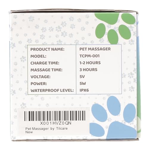 Handheld Pet Massager for Dogs and Cats by Tilcare - Electric Massage Tool - Head and Back Scratcher for Relieving Tension with Four Rotating Massage Heads