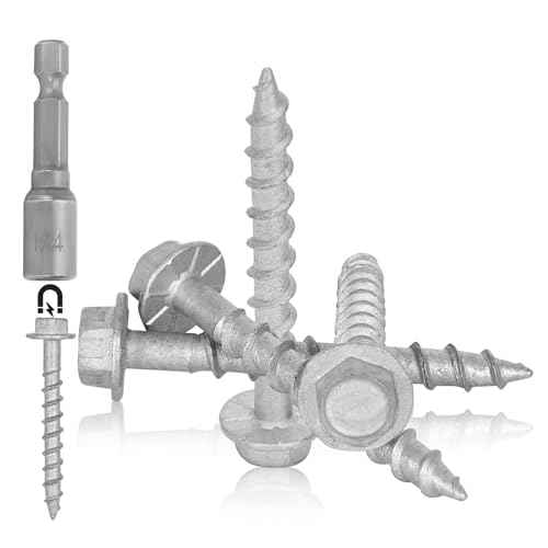 Upgrade #9 x 1-1/2" Joist Hanger Screws-500 Qty,9112R500 Joist Hanger Connector Screws,1/4" Hex Socket Wood Screw,0.370"-Dia Deck Screw, Replace 10D Nails,Prem-Galvanized 1500 Hours Salt Spray Test
