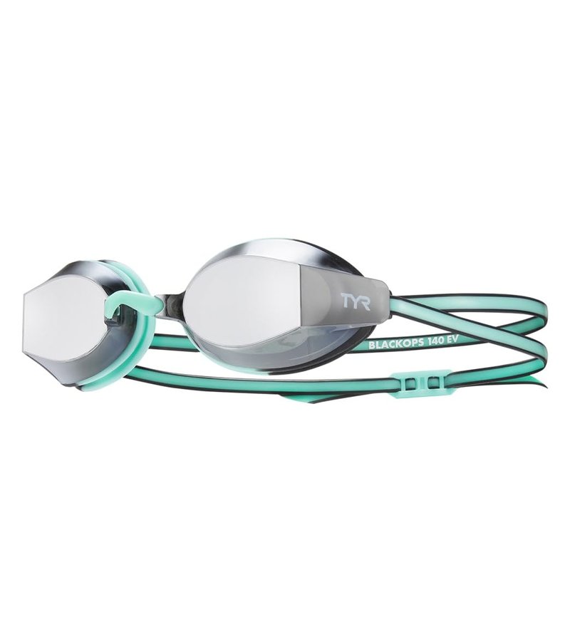 TYR Black Ops 140 EV Racing Mirrored Swim Goggles Women's Fit, Silver/Mint/Black