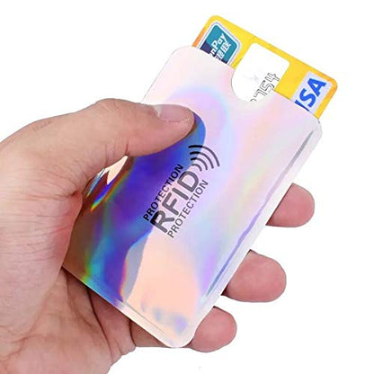 JUMISEE (60 Pack) Holographic RFID Blocking Sleeves, Card Holder Blocking Bank Anti thief Wallet Protect Case Credit Cards Case Safety Identity Theft Prevention