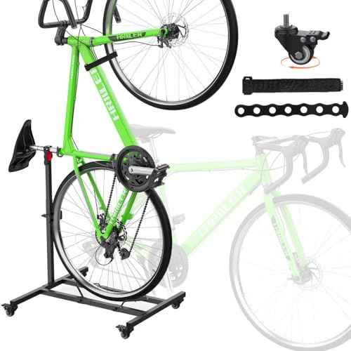Vertical Bike Stand,Freestanding Space-Saving Bike Rack with Adjustable Height for Wheels Sizes up to 29¡±,Indoor Bike Storage Rack for Garage & Apartment, Upright Bicycle Floor Holder for MTB Road