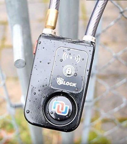 Nulock Keyless Bluetooth Bike/Motorcycle/Gate Lock IP44 Splash-Proof Cycling Lock with 110db Alarm, 0.38" Diameter 24-inch (2ft) Braided Steel Cable Padlock for Gate(2025 Version)