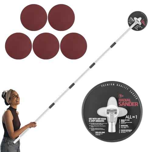 Pole Sander for Drywall, 9-Inch Radial Wall and Ceiling Sanding Machine with 93 Inch Adjustable Rod, 360¡Æ Rotating Circular Sanding Head for Easy Surface Smoothing, Perfect for Paint Preparation