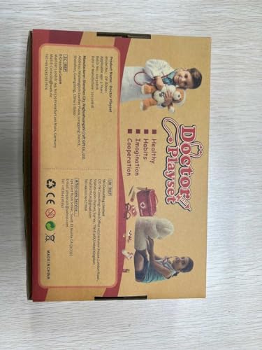 Sundaymot Doctors Set for Kids, 32 PCS Role Play Doctors Case, Children's Wooden Play Set, Dentist Wood with Real Stethoscope, Thermometer, Dental Case, Red Medical Toy Gift for Girls Boys 3 4 5 Years