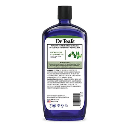 Dr Teal's Foaming Bath with Pure Epsom Salt, Relax & Relief with Eucalyptus & Spearmint, 34 fl oz (Pack of 2)