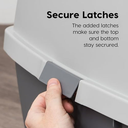 IRIS USA Cat Litter Box with Front Door Flap and Scoop, Covered Kitty Box with Handle and Buckles for Portability and Privacy, Dark Gray