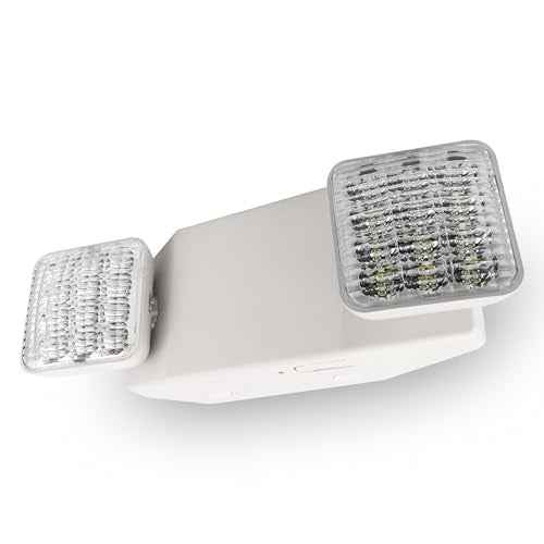 LFI Lights¢ç Emergency Lights for Business, LED Emergency Light with Battery Backup, UL 924 Listed, Adjustable Square LED Heads, White Housing, Commercial Indoor Lighting, EL2WBB
