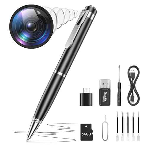 64G 1080P HD Mini Body Camera for Home Security, Pen Camera with Take Photos, Long Battery Life, Small Nanny Cam Ideal for Outdoor Indoor, Easy to Use