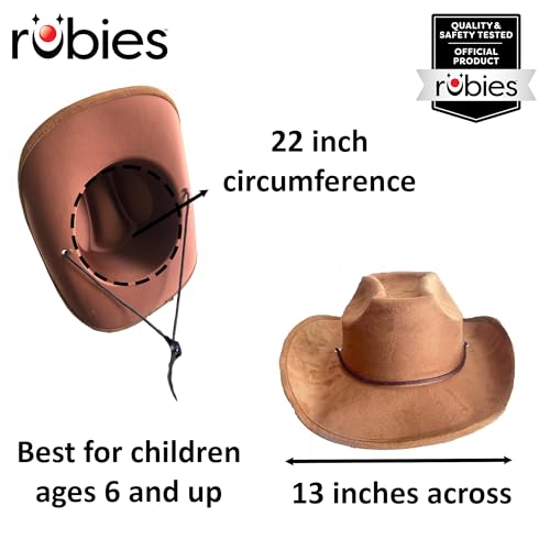 Rubies Faux-Suede Kid's Cowboy Hat for Themed Parties and Halloween, Brown