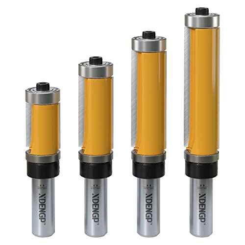 4 PCS Top and Bottom Bearing Flush Trim Router Bits Set 1/2 Inch Shank, 3/4 Inch Cutting Diameter