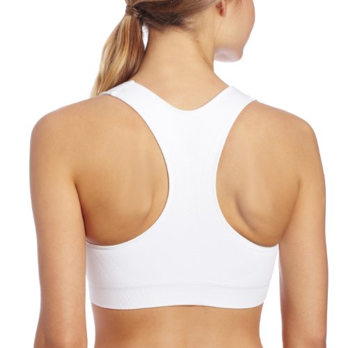 Champion Women's The Infinity Racerback Sports Bra, Moderate Support, Seamless, Moisture Wicking, White, Medium