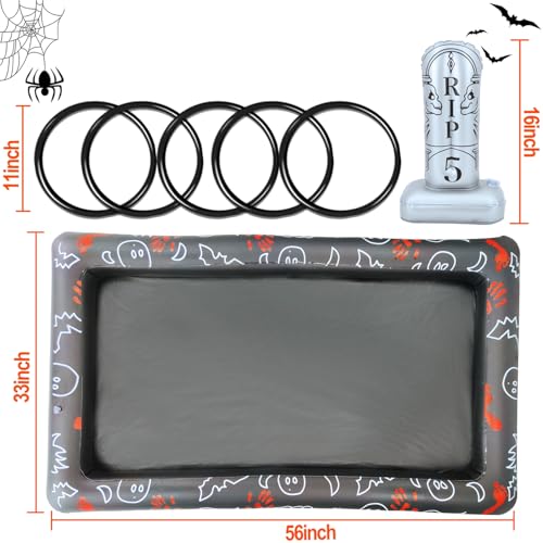 Upgraded Stability & Plastic Ring Giant Tombstone Ring Toss Games Halloween Party Game Favors for Kids Inflatable Game Halloween Party Decor Outdoor Carnival Game Classroom Indoor School Yard