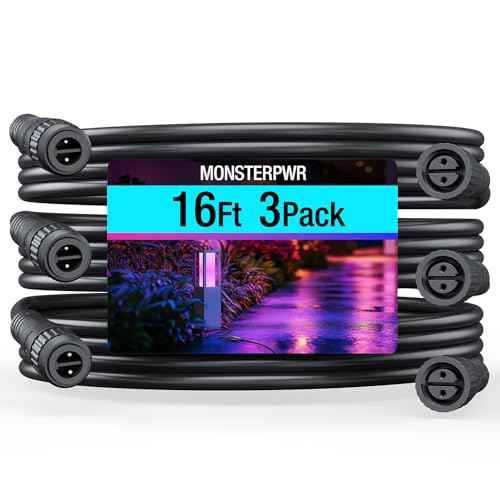 16-Foot (3 Pack) Extension Cable for Philips Hue Outdoor Low Voltage Lights, Weatherproof Power Cord Compatible with Lily Spot/XL Spot, Calla Pedestal, Econic Pathway, Amarant Light Bar