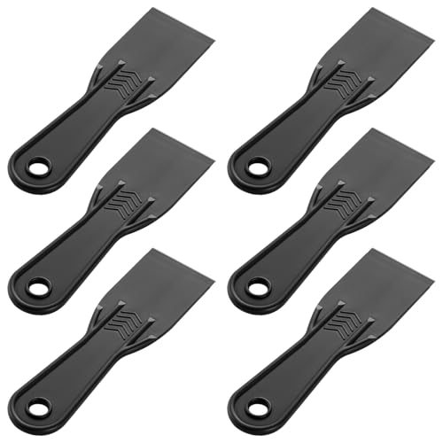 6 PCS Plastic Putty Knife, 2 Inch Black Flexible Putty Knife Scraper for Taping Drywall Spreading Repairing Walls Scratching