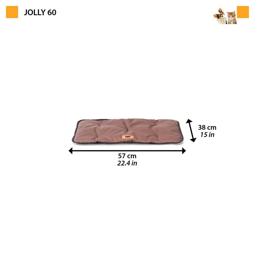 Ferplast Dog Mat & Cat Mat - Dog Bed Small Washable - Dog Mattress - Waterproof & Scratchproof - Mat For Cars, Dog Houses, Kennels and Dog Baskets - Soft Dog Bed - Jolly - 57 x 38 CM, S, BROWN