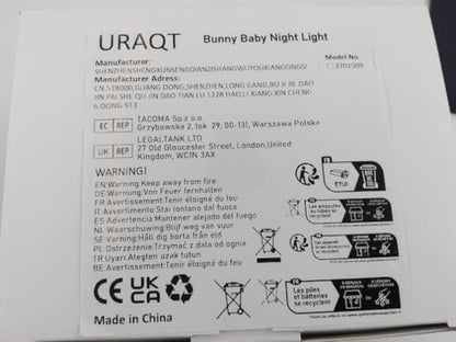 URAQT Bunny Baby Night Light, Portable LED Baby Night Light Kids Night Lamp, USB Chargeable Battery Silicone Kawaii Babys Sleep Lights for Children Kids Baby Boy Gifts Cute Room Decor Bedroom Decor