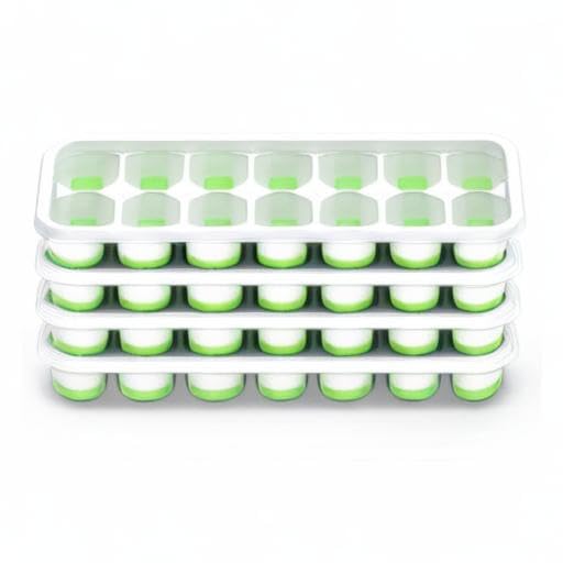 ChefAide Ice Cube Tray with Lid, 4 Packs 56 Cubes Durable Stackable Ice Cube Trays for Freezer with Removable Lids, Easy-Release Plastic & Silicone Ice Tray for Cocktail, Coffee