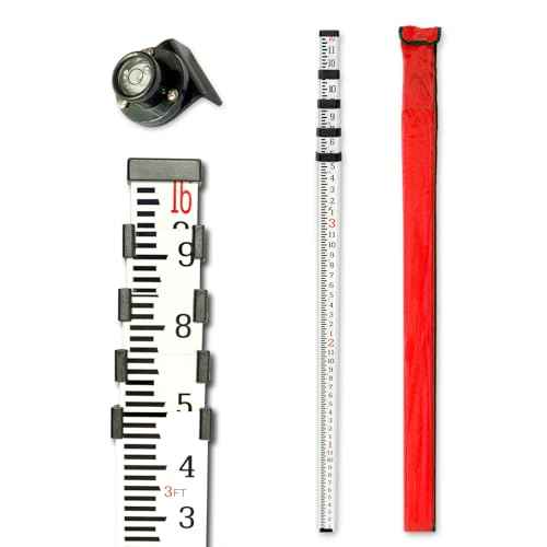 Grade Rod£¬16-Foot Aluminum Grade Rod - 10ths£¬Grade Stick,Grade Stick for Laser Level£¬Survey Rod£¬Grade Rods£¬Survey Pole£¬With Bubble Level, 5-Stage Telescopic£¬Double-Sided Scale Telescopic Leveling Rod