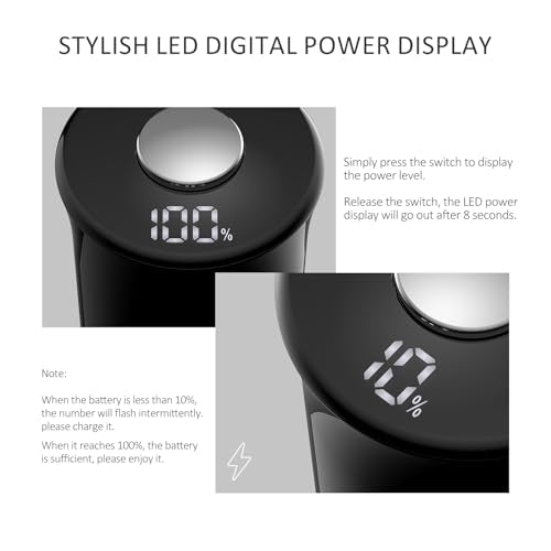 Electric Salt and Pepper Grinder Set with LED Power Display,Larger Capacity Salt and Pepper Shakers Set Rechargeable Electric with Flexible Coarsenes,LED Light,One Hand Operation for Kitchen