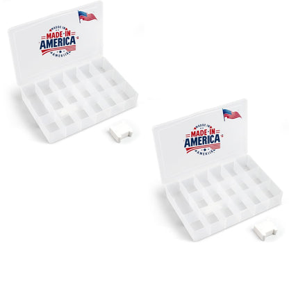 2PACK Embroidery Floss Organizer Box with 50 Cardboard Bobbins - 17 Compartments Clear embroidery thread and Beads organizer box, Snap-Tight Clear Sewing Organizer - Jewelry Bead Holder (Made in USA)