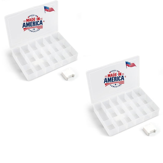 2PACK Embroidery Floss Organizer Box with 50 Cardboard Bobbins - 17 Compartments Clear embroidery thread and Beads organizer box, Snap-Tight Clear Sewing Organizer - Jewelry Bead Holder (Made in USA)