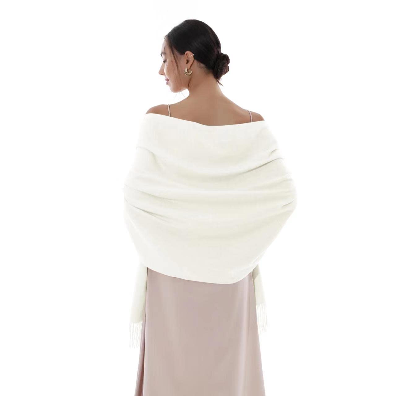 RIIQIICHY Women Scarf Ivory Pashmina Shawls and Wraps for Wedding Ladies Winter Scarves