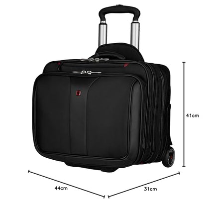 Wenger 600662 Patriot 17 Inch 2-Piece Business Wheeled Laptop Briefcase, Padded Laptop Compartment with Matching 15.4 Inch Laptop Case in Black (25 Litre)