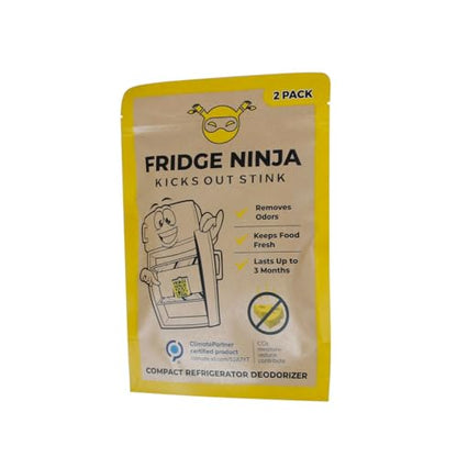 Fridge Ninja Compact Fridge Deodorizer (2 Pack) - More Effective Than Baking Soda - Compact Size Refrigerator Deodorizer Made of Activated Carbon