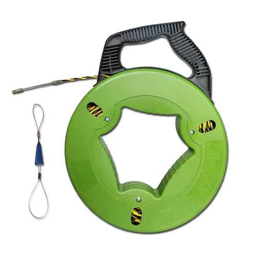 Electrical Fish Tape 1/6-Inch x 100-Foot Fish tape Wire Puller 100ft PET Diameter 3 Wires Twisted with Guide Spring Optimized Housing and Handle Wire Threader Wire Puller¡¼4.5mm*30m¡½
