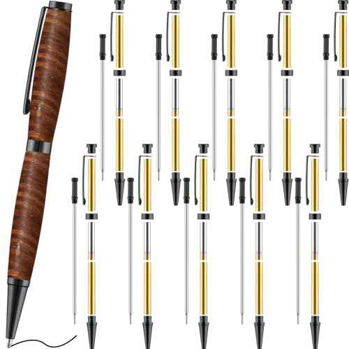 Colarr 10 Pcs Pen Kits for Wood Turning 7mm Slimline Pen Twist Kit with Refill Lathe Turning Supplies for Making Office Classroom Supplies DIY Friend Teacher Student Gifts(Black)