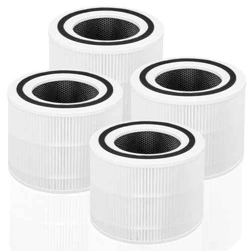 APPLIANCEMATES Core 300-p Air Purifier Filter Replacement Levoit Core 300, Core 300-RF, Core 300-RAC Air Purifier, 3-in-1 H13 True HEPA Activated Carbon Filter (4 Packs)