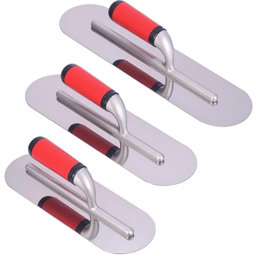 3PC Aluminum Pool Trowel Set (12"x4" & 14"x4" & 16"x4") Stainless Steel Finishing Trowel Tool for Concrete, Cement, Drywall, Plastering, Masonry Leveling