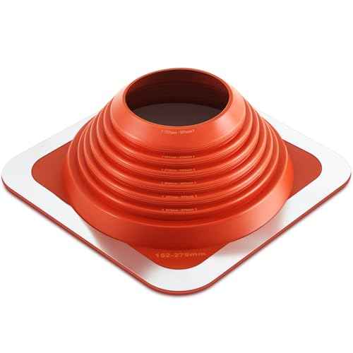 # 6 Od 4-3/4''-10' Chimney Boot Post for Metal Roof Silicone High Temp Metal Pipe Flashing Kit Roof Jacks Vent Boot for Houses Fits Pipe, Orange