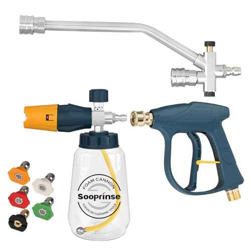 Sooprinse Pressure Washer Foam Cannon with Short Pressure Washer Gun, Dual Connector Accessory, Snow Soap Attachment for Car Wash, 5 Nozzles Tips with 1/4¡± Quick Connect£¬ 4000 PSI