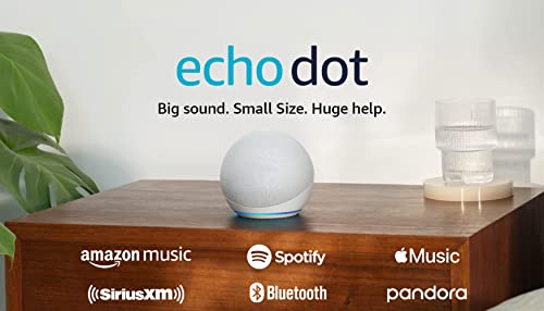 Amazon Echo Dot (newest model), Vibrant sounding Alexa speaker, Great for bedrooms, dining rooms and offices, Glacier White