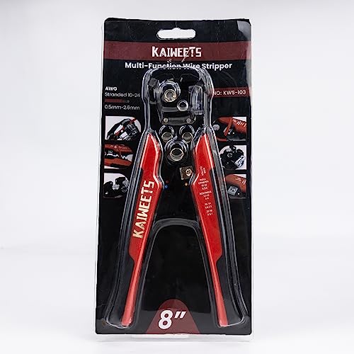 KAIWEETS Wire Strippers Electrical, 3 in 1 Wire Cutters, Electrical Tools Terminal Crimper for Electricians, Circuit, Distribution Box Repair, AWG 10-22, Pressure Adjust Rotary Switch, SK5 Cutter