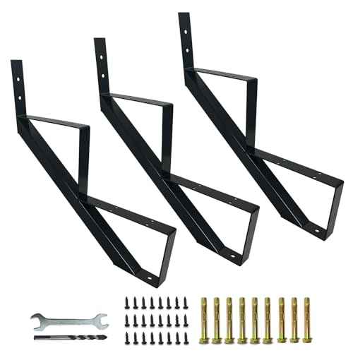3 Packs Metal Stair Step Stringers, 2 Step Steel Riser Stringer for 19.4inch Height Deck(Polished Black)