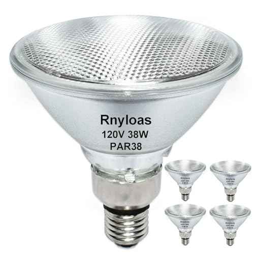 4 Pack Long Lifespan PAR38 Flood Light Bulb, Dimmable 38W 120V, High Output 400LM, Warm White, E26 Base, Indoor/Outdoor