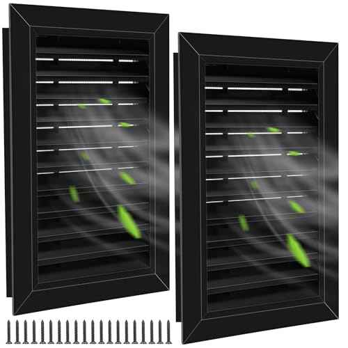 Gisafai 2 Pcs 12" x 18" Gable Vent Aluminum Alloy Wall Vents Shed Attic Vent with Screen Return Air Grill with Screws, for Ventilation Exterior Doors Wall House (Black)