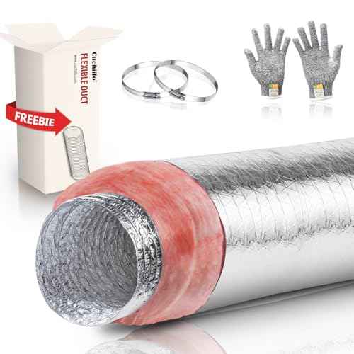 4 Inch Insulated Flexible Duct,HVAC Insulation Duct,25 Feet Insulated Duct,4 in Insulated Duct Hose, R6.0 Air Flexible Duct Aluminum Hose 4''25' Long,for HVAC Flex Ductowrk