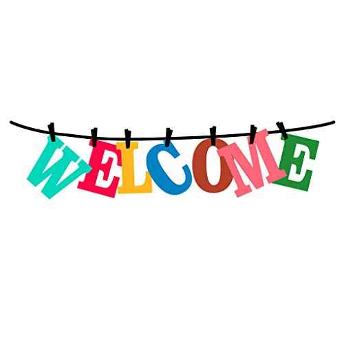 BooDecal 22.9 in x 5.9 in Quote Series Colorful Welcome to Our Home Wall Lettering Above Door Welcome Stickers Murals Quotes Sayings Home Art D?cor Decals for Door Entrance Living Room