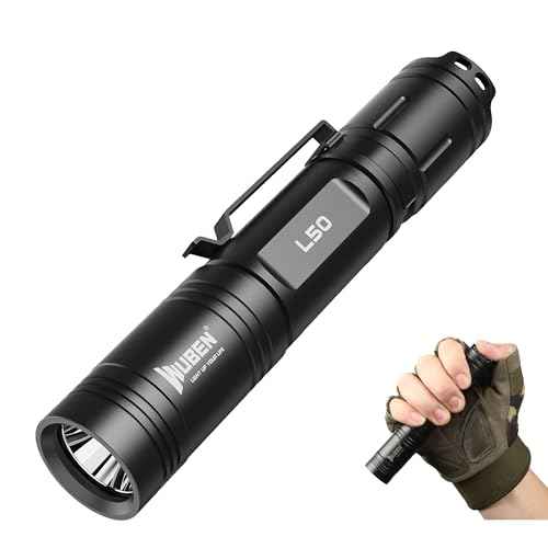 WUBEN L50 Flashlight 1200 High Lumens Tactical Flashlight Pocket Rechargeable Flashlight IP68 with 5 Mode Flash Light, LED Tail Switch Flash Light for Emergencie Camping Home Inspection Repair