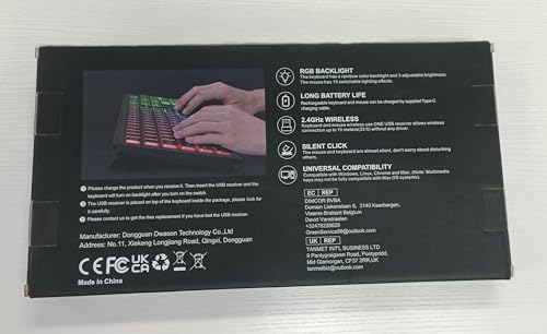 Wireless Keyboard and Mouse Backlight, USB-C Rechargeable & Light Up Keys, Full-size & Tilt Legs, Sleep Mode, 2.4GHz Silent Cordless Keyboard Mouse Combo for Mac OS/Windows/PC/Laptop- Black/QWERTY