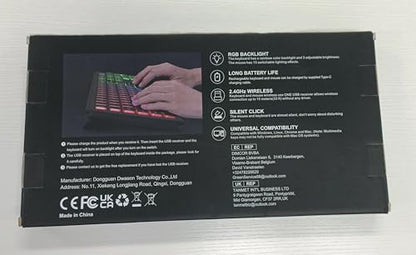 Wireless Keyboard and Mouse Backlight, USB-C Rechargeable & Light Up Keys, Full-size & Tilt Legs, Sleep Mode, 2.4GHz Silent Cordless Keyboard Mouse Combo for Mac OS/Windows/PC/Laptop- Black/QWERTY