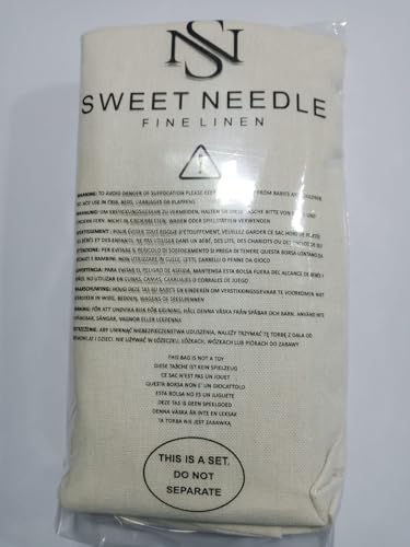 Sweet Needle 2 Pack Premium Canvas Laundry Bag with Shoulder Strap, 75x56 CM 40L - 100% Cotton, Fabric Weave Durable, Drawstring with Cord-Lock, Machine Washable Laundry Liner for Laundry Hampers