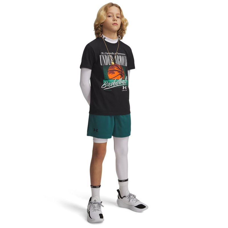 Under Armour Boys' Tech Mesh Shorts, (338) Rack Green / / Black, Youth Medium