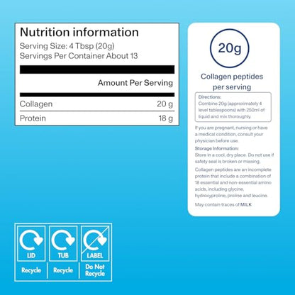 Vital Proteins Collagen Peptides Powder Supplement (Type I, III), Unflavoured Hydrolyzed Collagen-Hair, Skin, Nail Support Supplement, Paleo, gluten free, Non-GMO, 20g per Serving 264g Canister, 1Pack