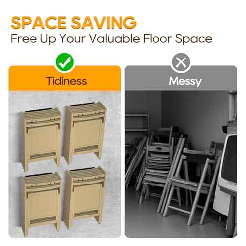 Folding Chair Storage Rack ? Heavy-Duty Wall Mount Hanger for Garage, Yard, Lawn Chairs ? Solid Metal, Holds 240 lbs ? Space-Saving Organizer for Camping & Beach Chairs (4)