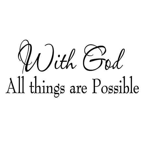 with God All Things are Possible Faith Wall Decals Religious Quotes Family Scripture Home D?cor Christian Vinyl Wall Art